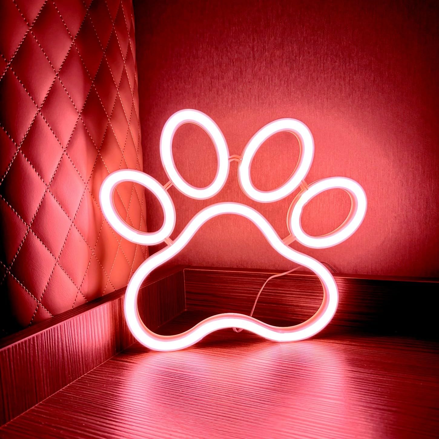 LED Neon Signs Assortment - Strawberry, Cat Paw, Coffee Cup, Whale Shapes, Indoor Outdoor Decor for Party, Christmas Valentine's Day Bedroom Ambience(Coral Pink cat Paws)