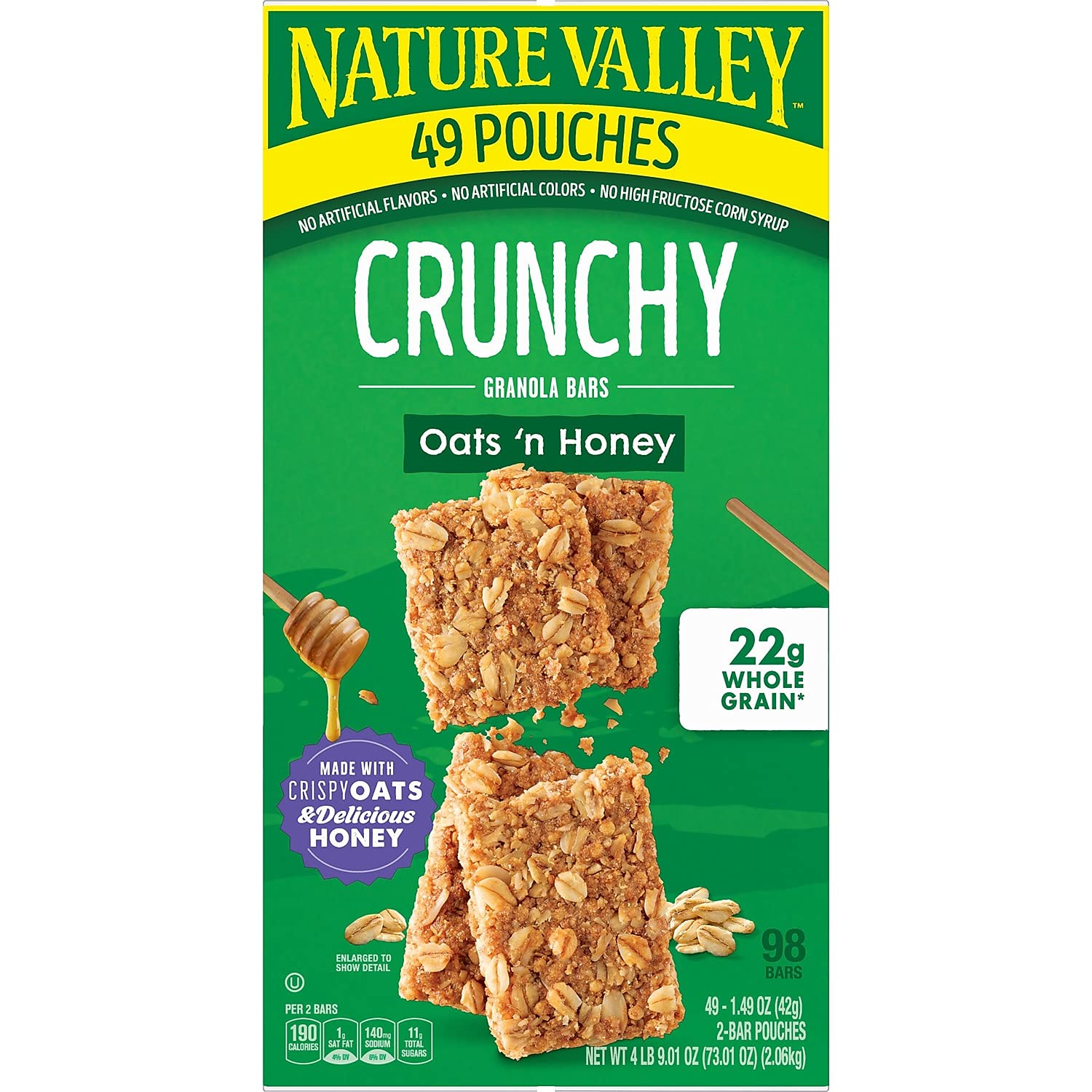 Nature's Valley Crunchy Granola Bars, Oats/Honey, 98 Count (Net WT 4lb 9.01oz)