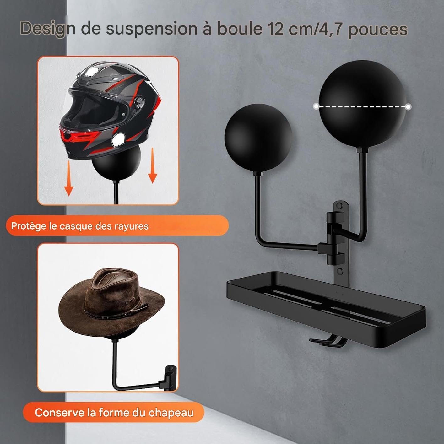 Générique Motorradhelm – Helmhalter aus verstärktem Metall, Organisation und Aufbewahrung für Garage für Sicherheitsausrüstung von Moto Cross, Ausstellungsbox, Lenkausrüstung für