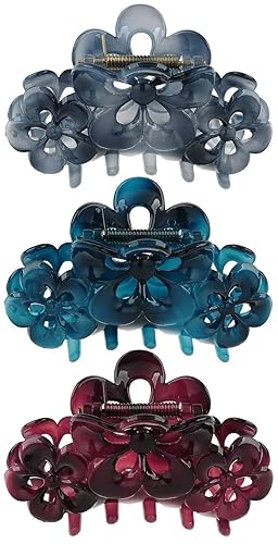 Fashion & Lifestyle Paquete de 3 pinzas para el cabello grandes de 4 pulgadas para mujeres y niñas, pinza bastante fuerte, pasadores antideslizantes