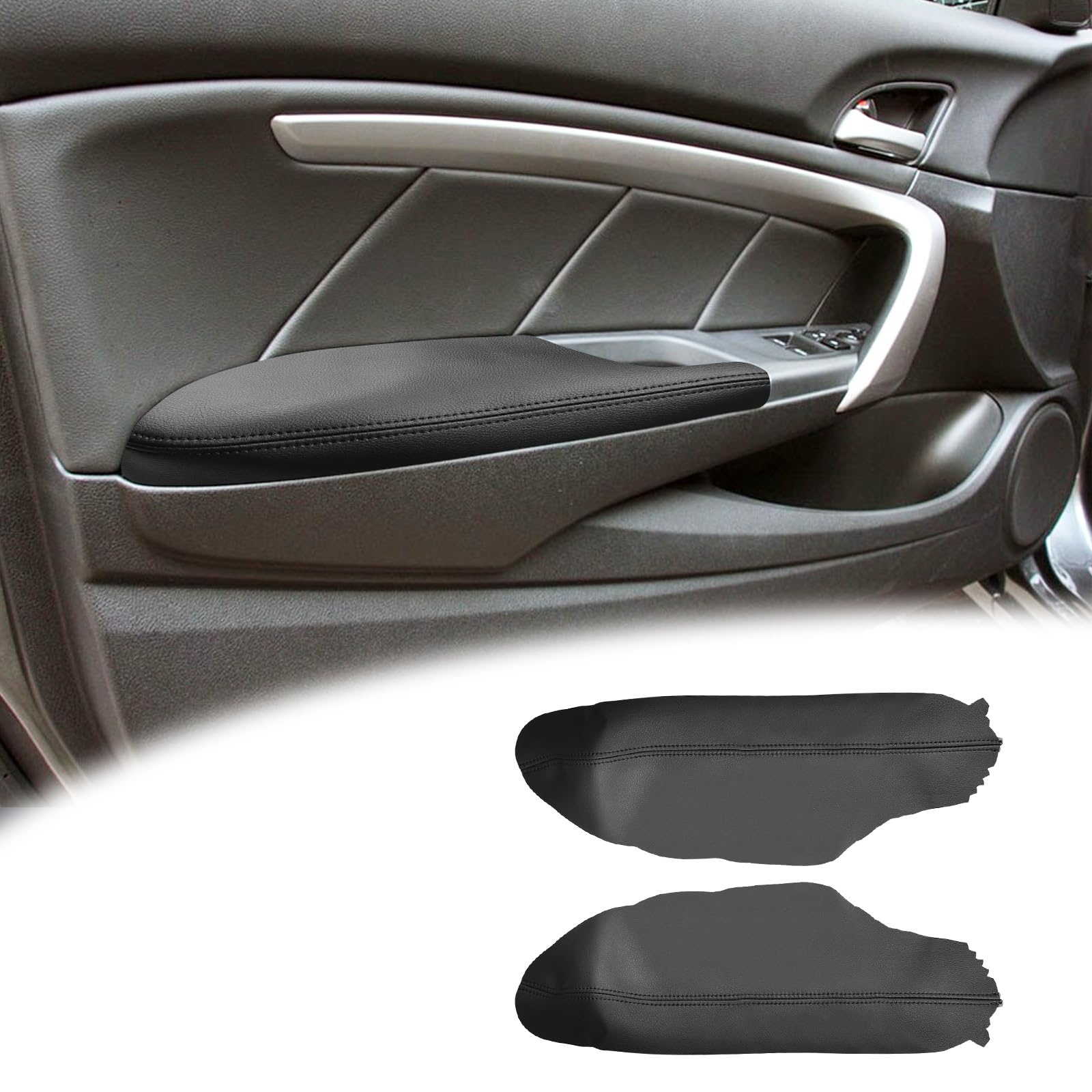 VKGUG 2PCS Front Door Panel Armrest Cover Replacement Compatible with Honda Accord 2008-2012 2-Door Coupe Left and Right Leather Arm Rest Replaced