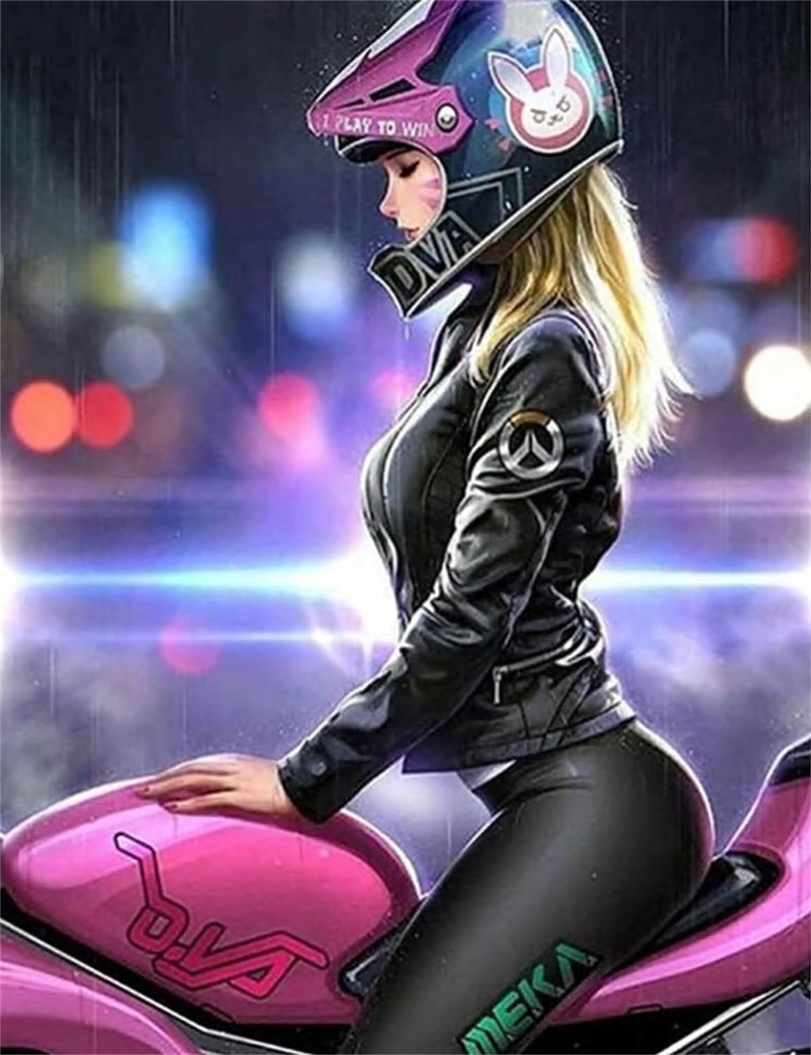 Diamond Art Motorbike Women,Diamond Painting Kits for Adults Kids DIY Full Square Drill Painting by Numbers Embroidery Gem Crystal Art Crafts for Room Decor Gifts 30x40cm-807