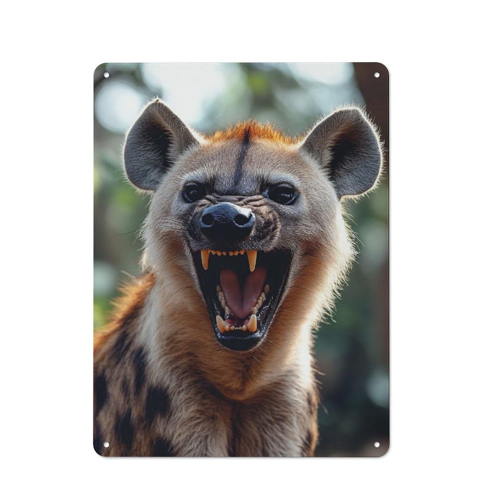 Junmoney Style-24 Snarling Hyena Portrait Rustic Printed Metal Sign 40X30cm For Bar Or Restaurant, For Bar Decor Enthusiasts