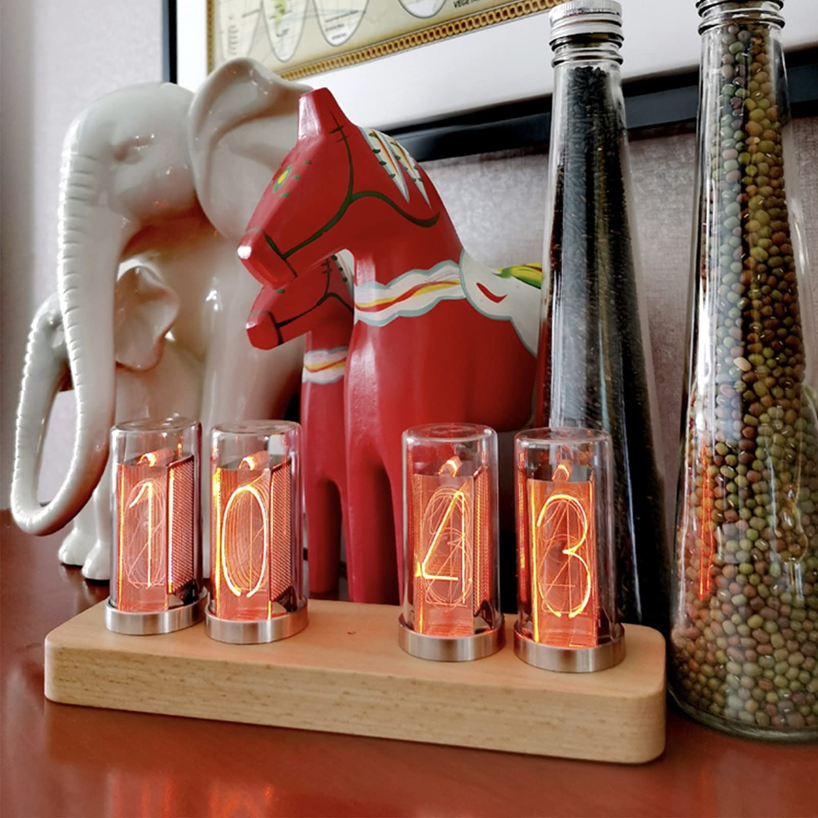 Cadeaux personnalisés,Horloge de Bureau électronique Lumineuse,Horloge numérique à LED,mémoire de Mise Hors Tension,9 Modes de couleur/16 Millions de Couleurs/luminosité