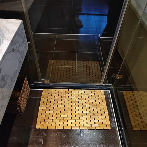 Miniatura 7 de HJJKKH Tapete de baño de rayón derivado de bambú de 15.7 x 23.6 pulgadas, antideslizante y plegable, tapete de baño para baño, bañera, ducha, sauna,