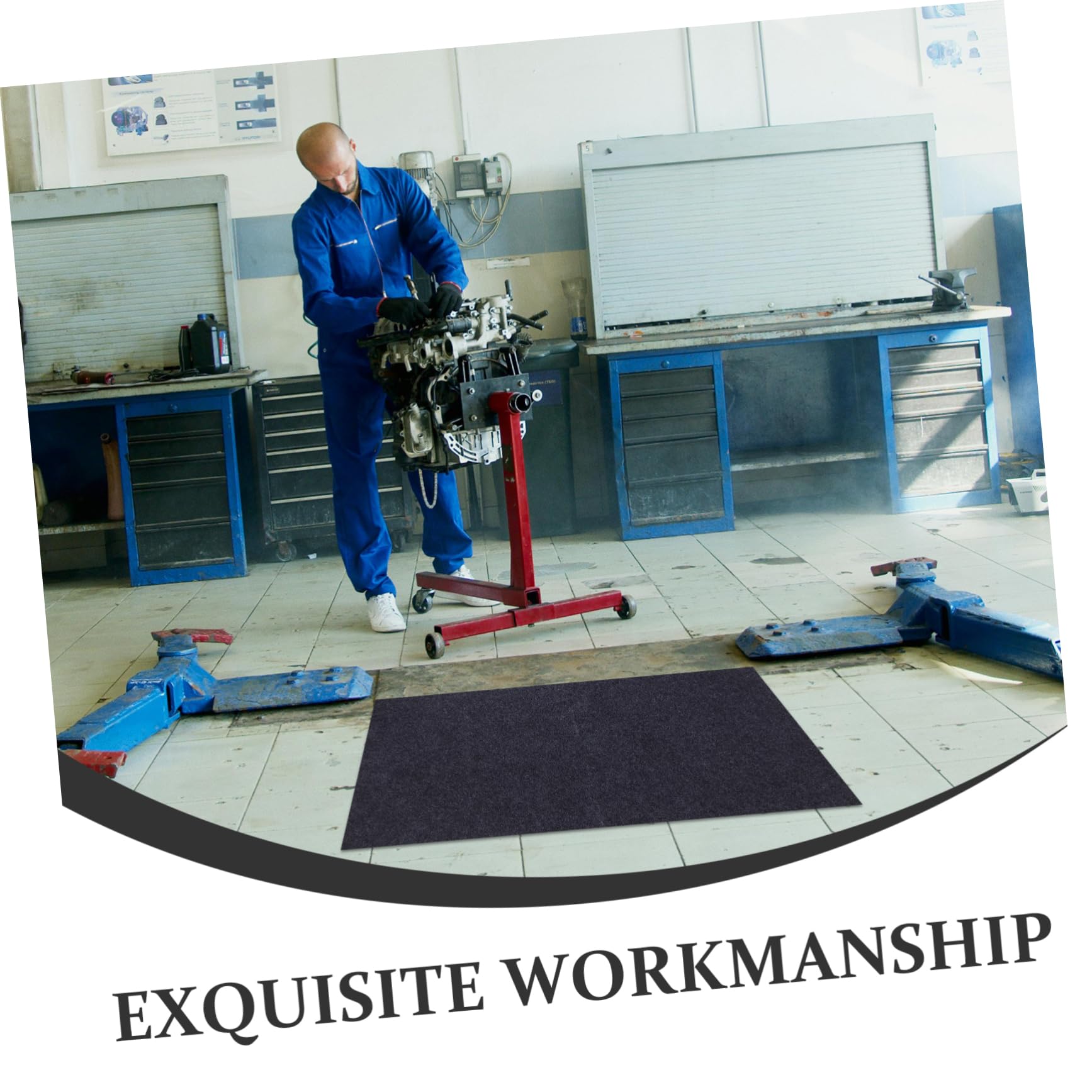 Vaguelly Ölauffangmatte für Garage Rückseite 91,5x122cm Filzbasierte Boden Schutzmatte für Werkstatt und Autopflege