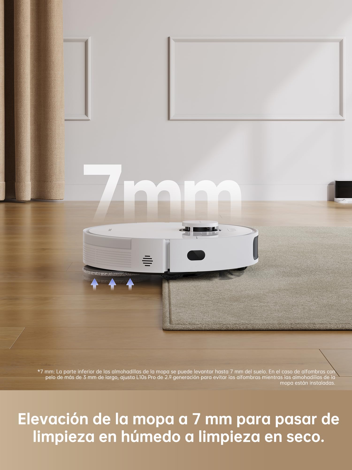 DREAME L10s Pro Gen 2 Robot Aspirador y Fregasuelos, 7000Pa Robot Aspirador, DuoScrub fregado, 7mm Elevación Automática, Detección Ultrasónica de Alfombras, Compatible con Siri&App
