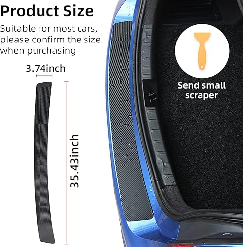 Miniatura 2 de Protector de parachoques trasero de automóvil, fibra de carbono antiarañazos, calcomanía de tira de protección para umbral de puerta, accesorios