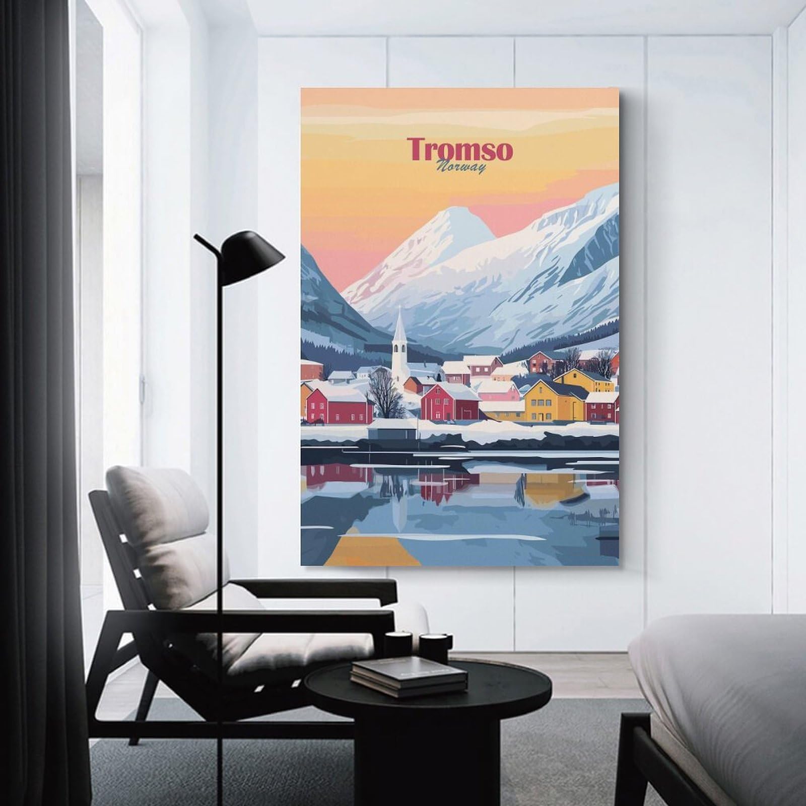 Junmoney Decorative Wall Artwork Tromso Norway Landscape, 24x36inch(60x90cm), for Corridors, Hallways Or Apartment Entries, Wall Decor to Refresh Empty Corners