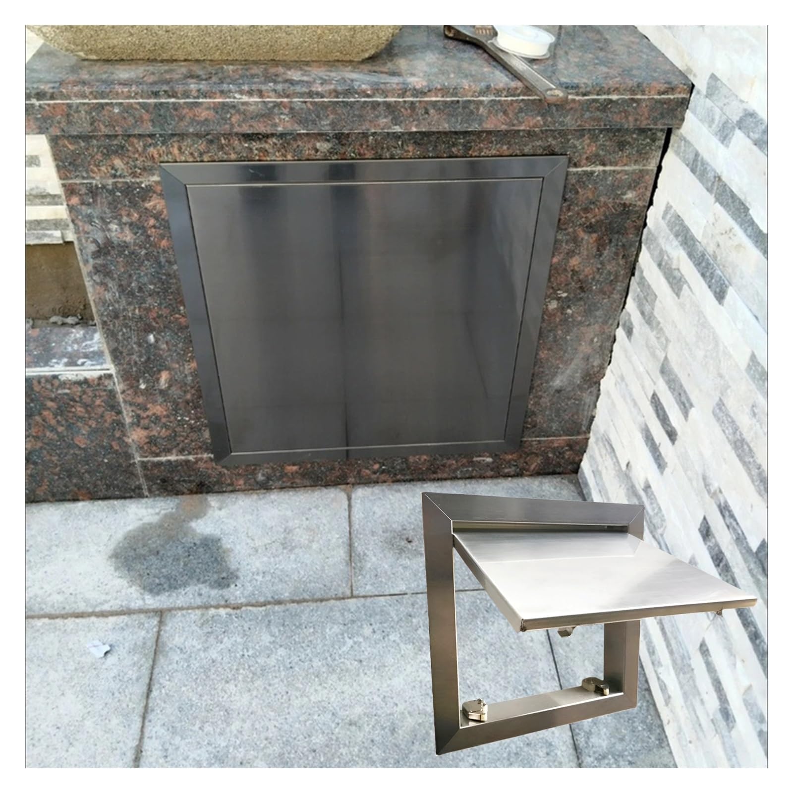 OIFAODAO Stainless steel access door， Attic Access Door Wall/Ceiling, Hidden Inspection Covers for Bathroom Kitchen Outdoor BBQ Island(14x12in)