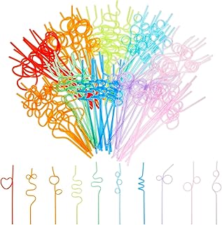 BLUE PANDA Silly Straws - 100 Count, 9.2-10.5 In Multicolor - Reusable C...