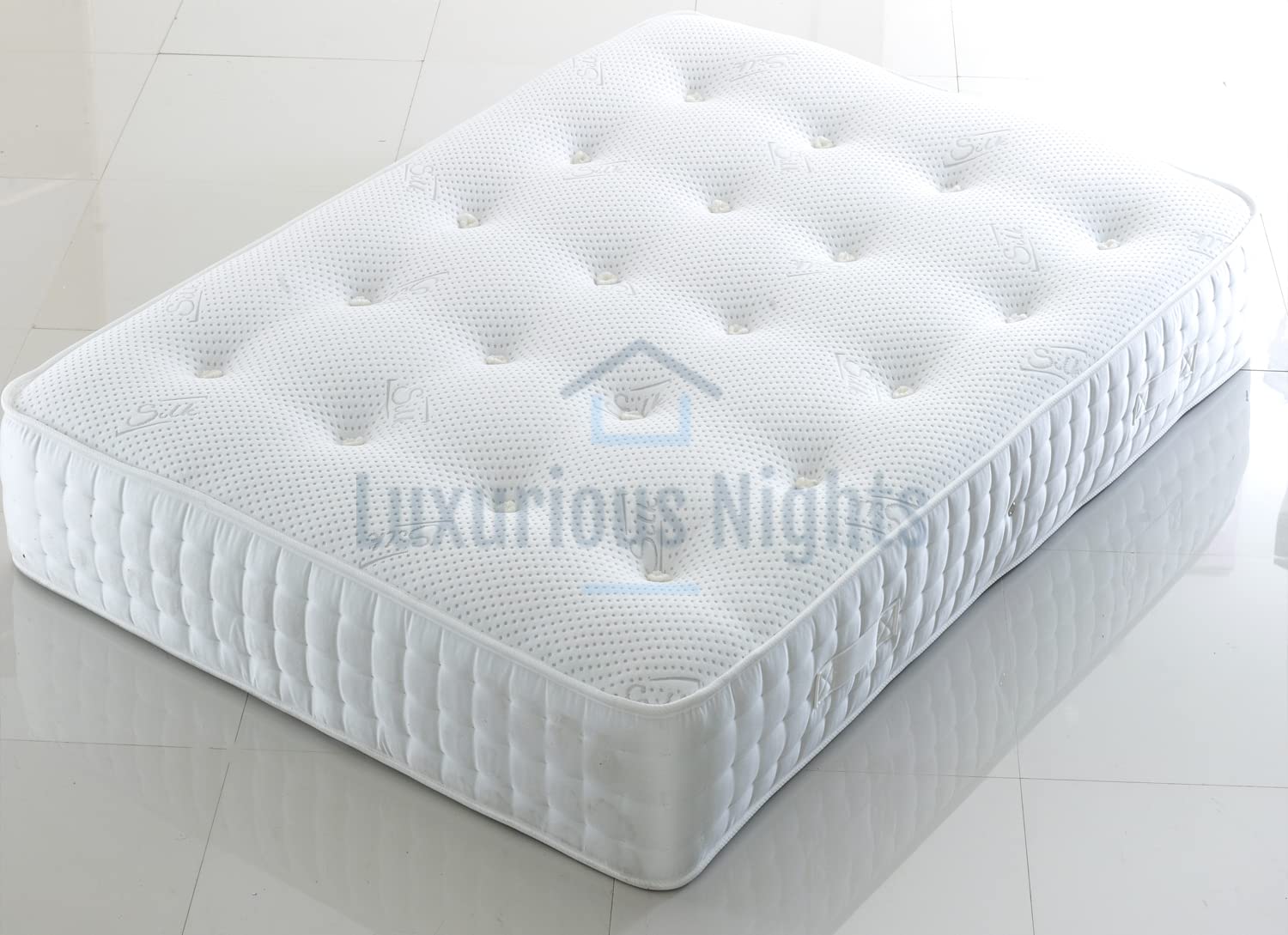 Luxurious Nights 1000 Pocket Sprung Single Double King Size Superking Memory Foam Mattress (1500 pocket springs Mattress, 3FT - Single)
