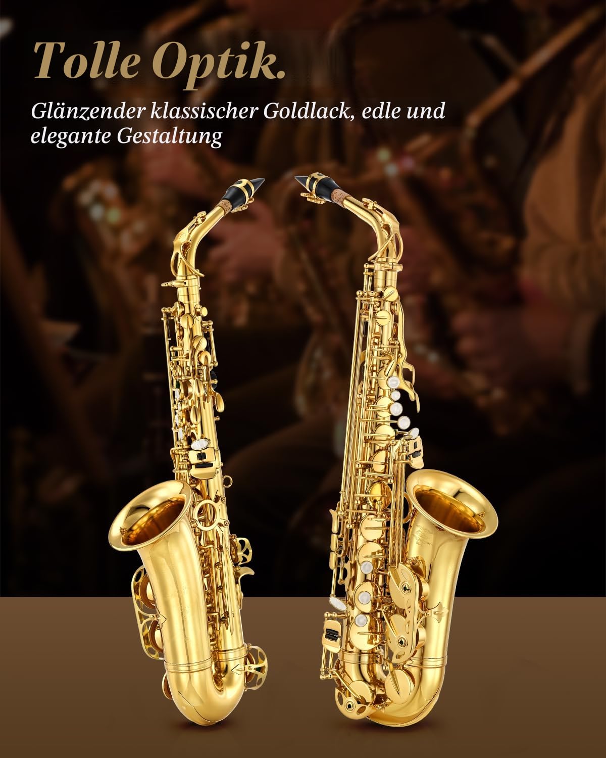 Eastar AS-Ⅱ Student Altsaxophon E Flat Goldlack Alto Anfänger Saxophon Komplettset mit Tragetasche für Saxophon, Mundstückriemen, Rohrblattständer