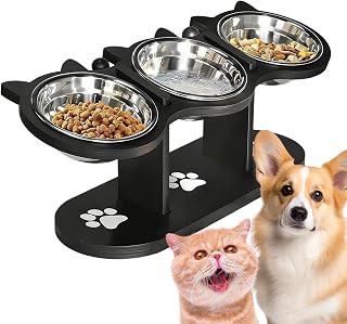 Adjustable Raised Cat Bowl - 15° Angled Pet Feeder for Daily Use | Elevated Water Food Station with 3 Dish Set, Elevated for Indoor Outdoor Home Kitchen Balcony Apartment Camping Pets Care