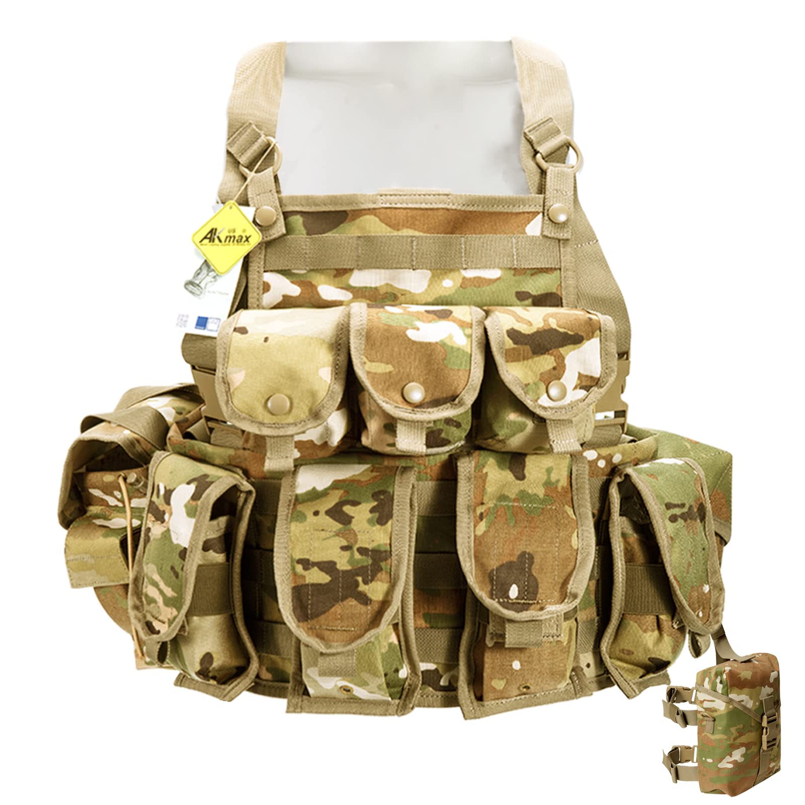 MT Tactical MOLLE Adjustable Chest Rig Vest with Leg Pack – Lightweight Military Vest for Men, OCP Camouflage
