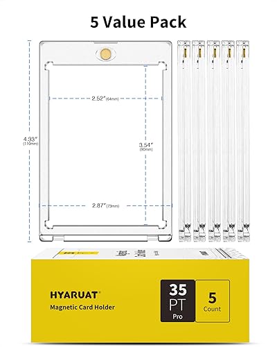 Miniatura 6 de Portatarjetas magnéticos de 35 puntos para tarjetas intercambiables, paquete de 5 fundas duras blancas transparentes de un solo toque con imán más