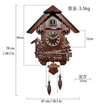 動作確認済み】掛時計 鳩時計 牛の鳴き声 花の振り子 動作確認