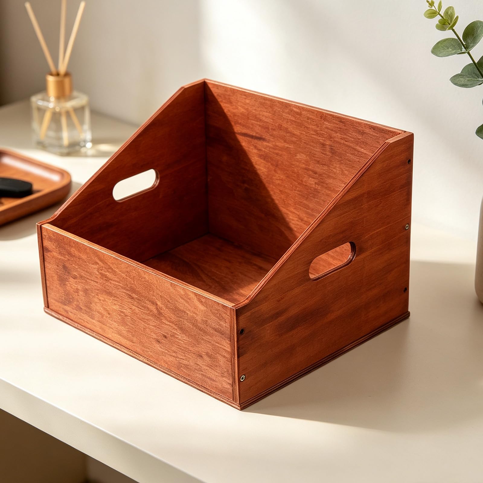 Toddmomy Holz Aufbewahrungskorb für Alben und Ordner, Quadratisch