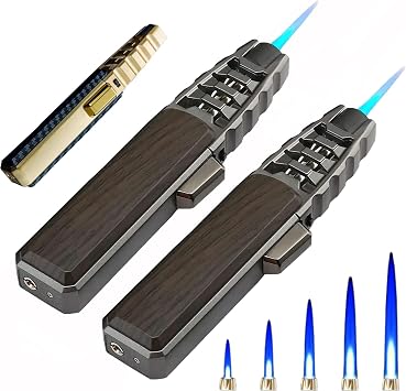 Windproof Straight Torch Blue Flame Lighter, Bright Fire Lighters, Turbine Fire Lighters Torch