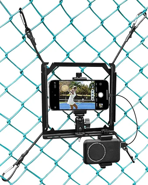 BUMOVE Phone Fence Mount, Gamechanger Mounting Kit for iPhone, Phones, Mevo Start and Other Action Cameras, for Recording Baseball, Football, Rugby, Softball, Hockey and Tennis Games (N2 Black)