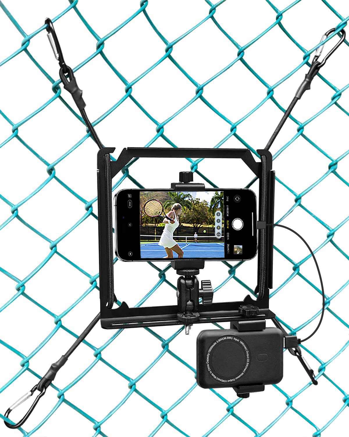 BUMOVE Phone Fence Mount, Fence Phones Holder for iPhone, Phones, Mevo Start and Other Action Cameras, for Recording Baseball, Football, Rugby,