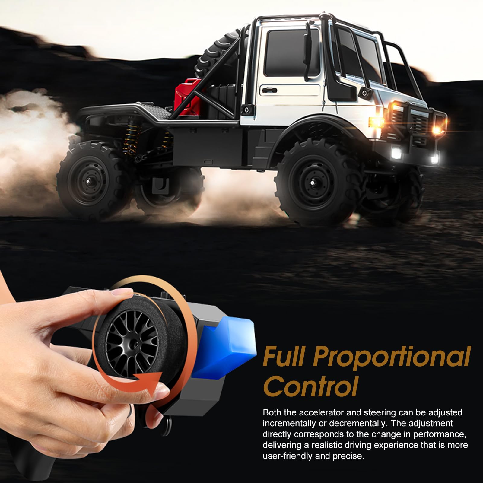 Changor Auto Fuoristrada con Carrozzeria in Lega 4WD RC Crawler 1:18 | Design adatto a tutti i terreni, capacità di arrampicata, luci multi-scenario, telecomando 2.4G, per uso interno ed esterno