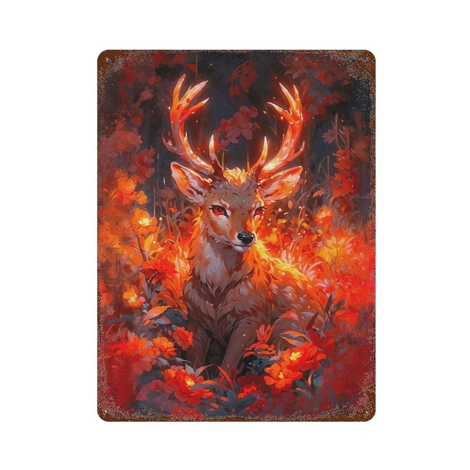 The Curious Deer 15.7"x11.8" Vintage Rust Metal Sign, Classic Wall Plaque for Pub, Kitchen And Man Cave Decor