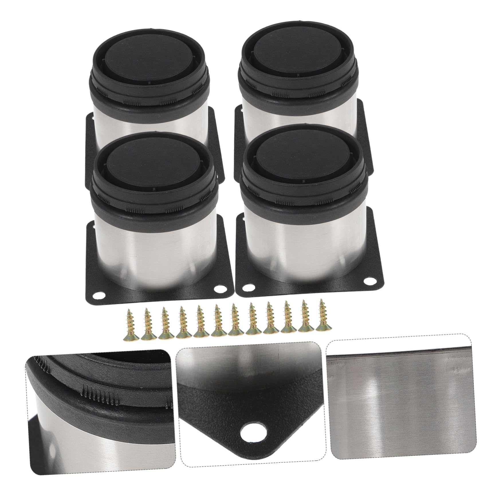 Patas de Muebles Altura Regulable Tornillos de Acero Inoxidable Redondas Ajustables 4 Piezas para Armarios y Estanterías