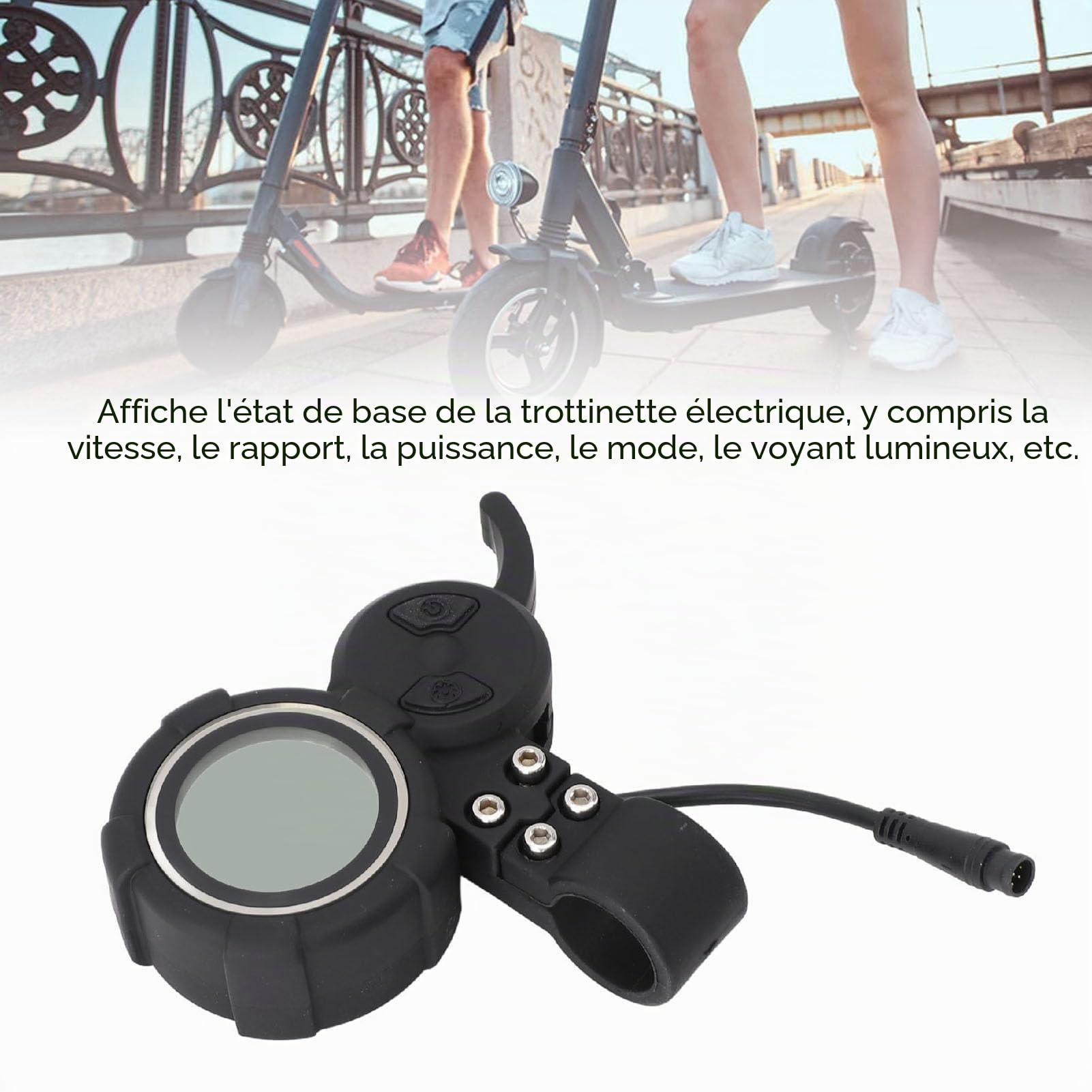 Compteur D'affichage LCD de Vélo électrique pour Scooter de 10 Pouces, Panneau de Commande D'affichage LCD de Vélo électrique 36 à 72 V avec Prise à 6 Broches, Kit de Conversion