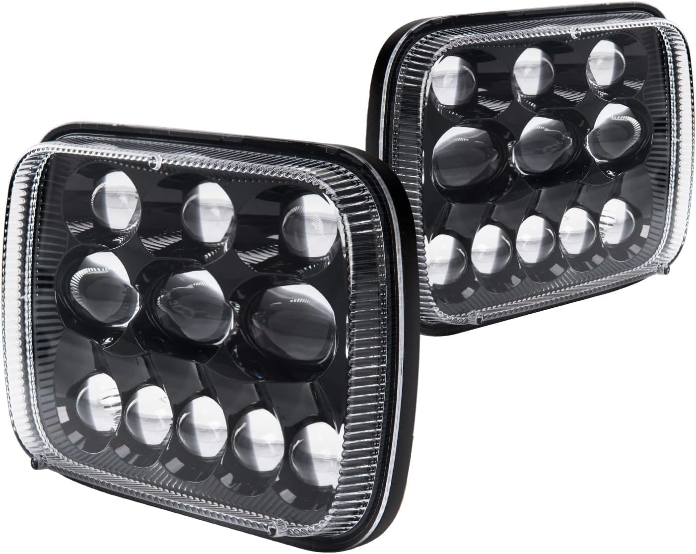 KAX 7x6 5x7 Led Headlights Assemblies 300% Brighter Upgraded Led Sealed Beam with High Low Beam H6054 6054 Led Headlights Replacement for YJ Cherokee XJ Savana Truck with H4 Adapters 2Pcs