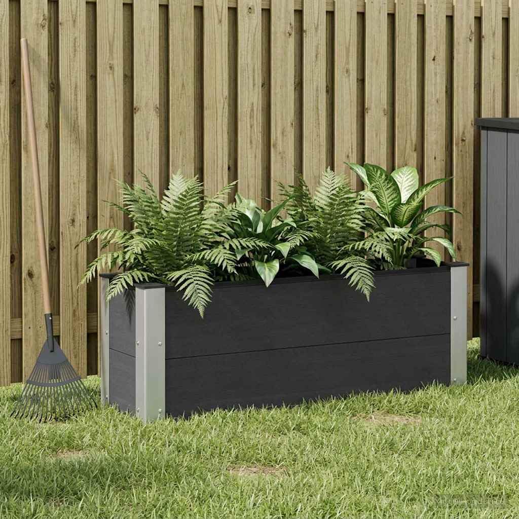 Jardinera de WPC y aluminio de alta calidad macetero negro exterior de diseño minimalista