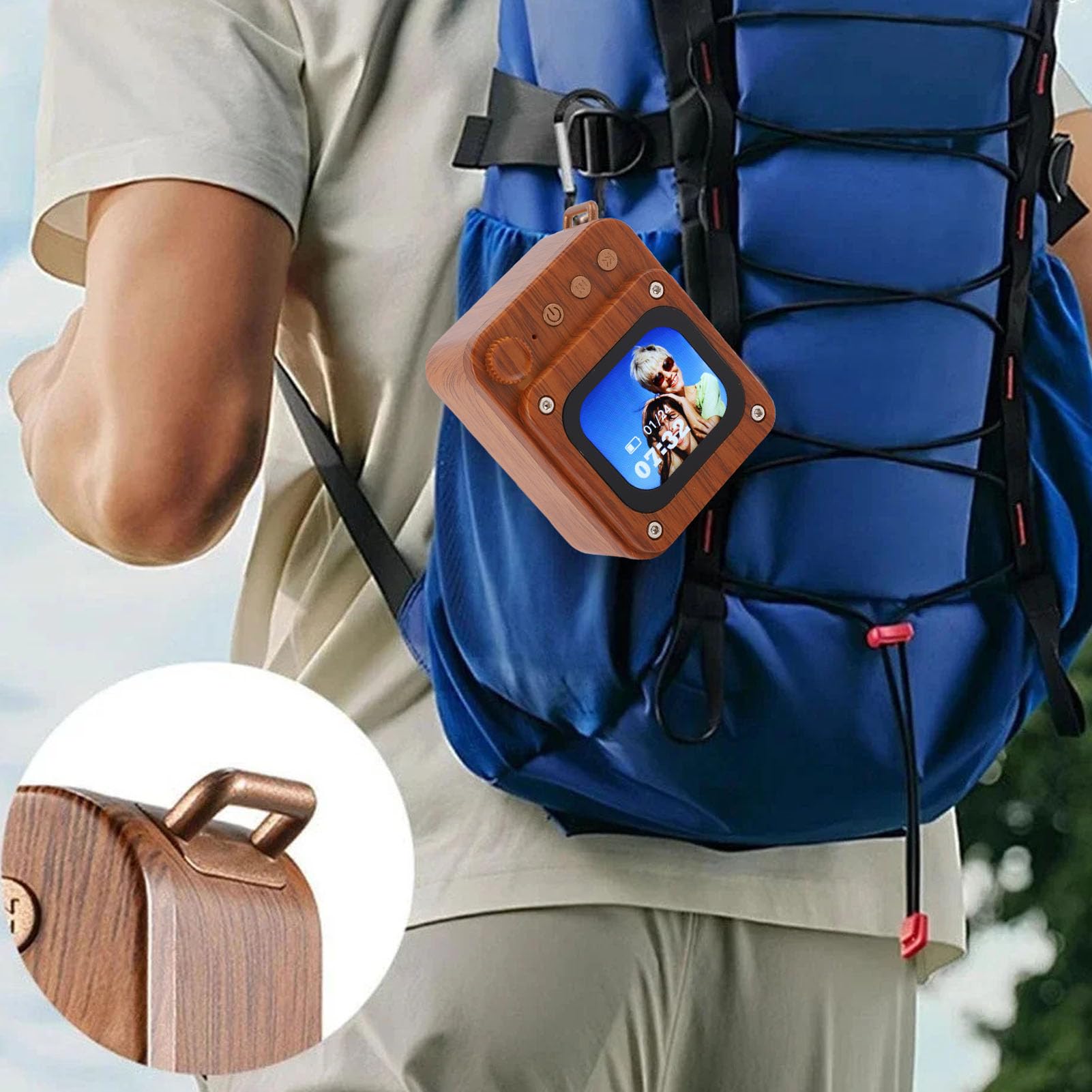 Asixxsix Altoparlante Bluetooth con Touchscreen, Portatile Wireless per | Mini altoparlante intelligente con schermo da 2,0 pollici, sveglia, Bluetooth 5.3 per l\'home office all\'aperto