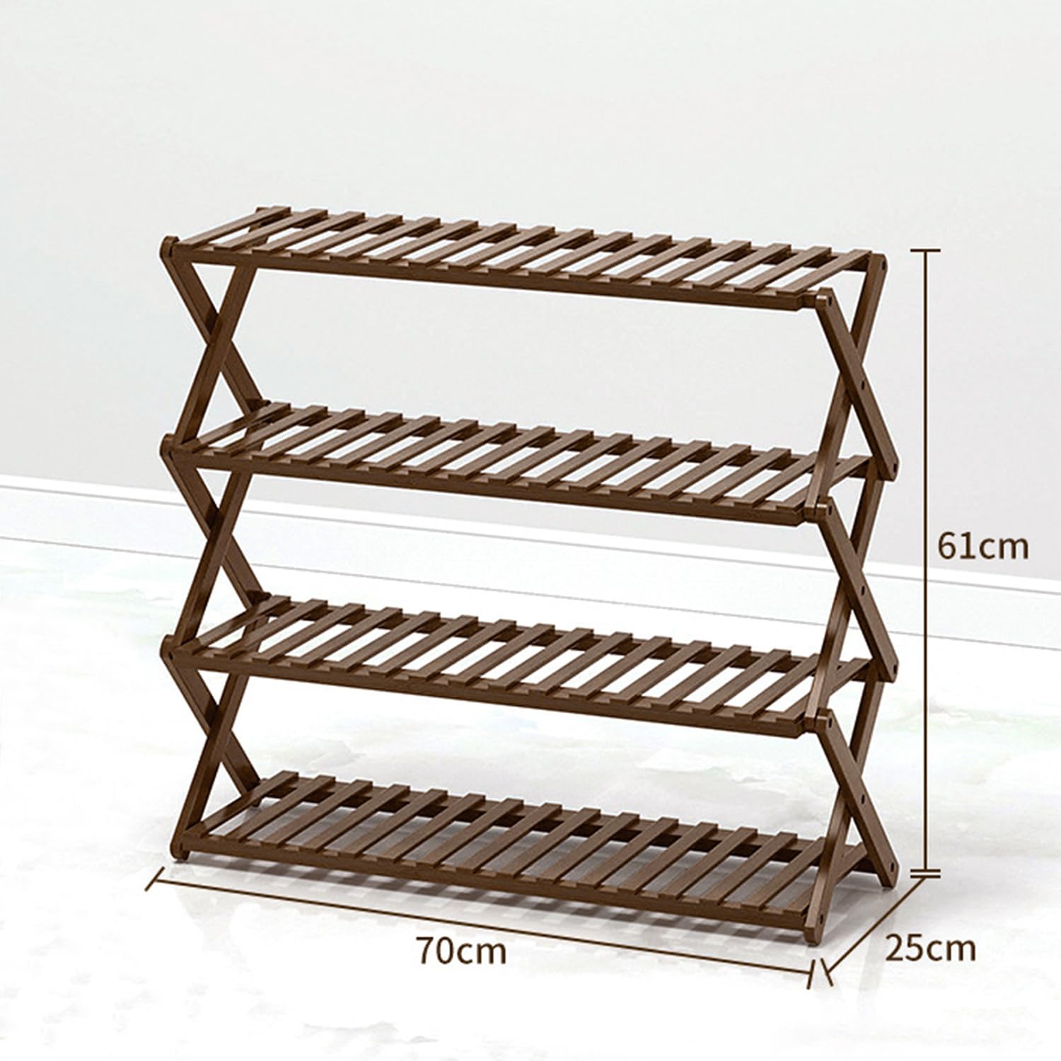 Bambus Schuhregal Organizer 4 Ebenen Faltbares Schuhregal Multifunktionale freistehende Schuhregale Perfekt für Schrank Eingang Badezimmer Wohnzimmer