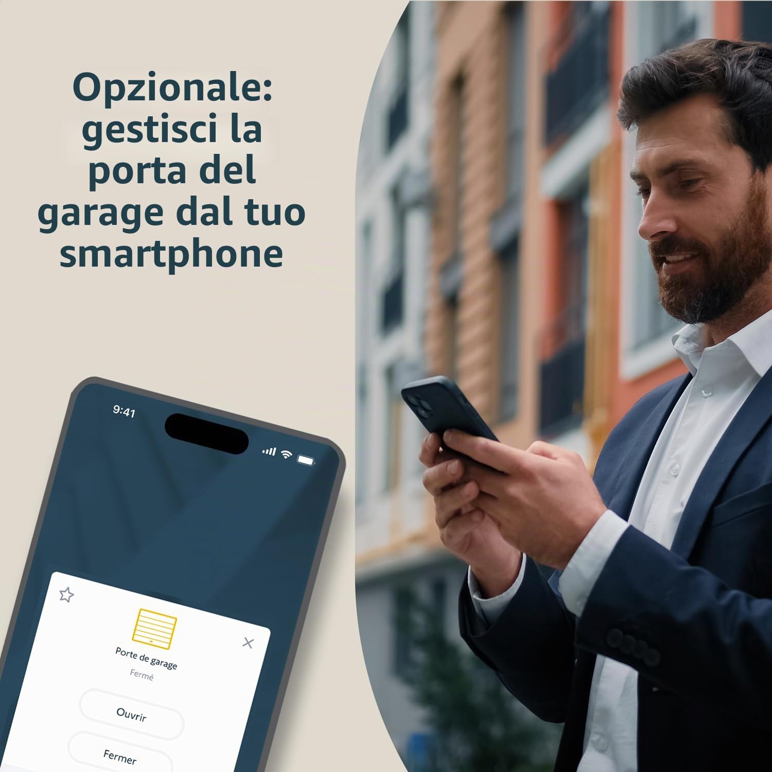 Somfy 1246361 - Serenia®1100 io | Motore per porta di garage di Altezza max. 2,35 m e Larghezza max. 4,5 m | Con 1 Comando a parete e 2 telecomandi Keytis | Compatibile App TaHoma