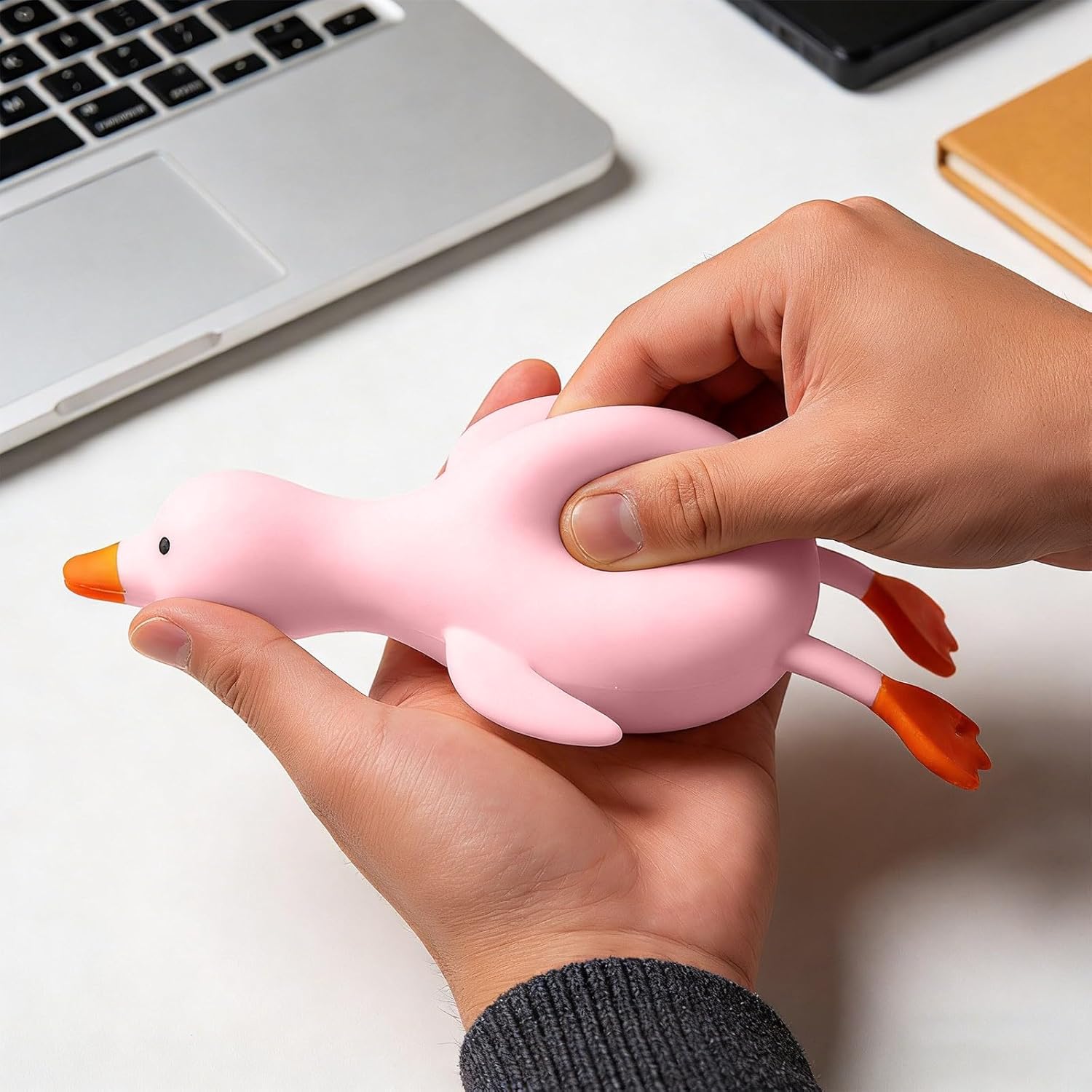 Stretchy Stress Relief Balls Duck Squeeze Ball Squishy Fidget Toys for Kids and Adults | Anxiety Relief Animal Dough Balls for Boys, Girls | Squishy Stress Balls Squish Toys (Pink)