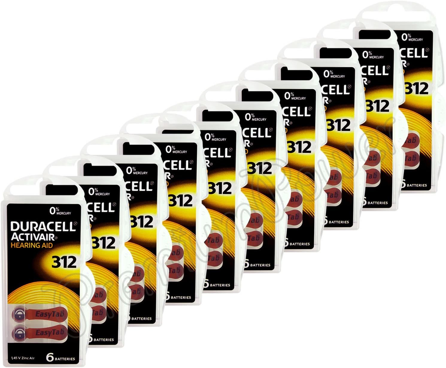 hearing aid batteries, size 312 brown, 120 batteries