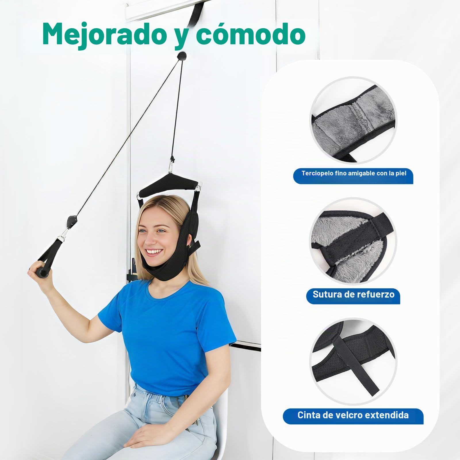 Dispositivo de tracción Cervical Para El Cuello, Doble Trinquete de Cuello de Alivio de Tensión Portátil sobre el Dispositivo de la Puerta, terapia física para descompresor de cuello