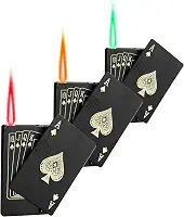 Pacote com 3 isqueiros de tocha a jato Aces Cartas recarregáveis isqueiros de butano Ace of Spades isqueiro legal ajustável à prova de vento isqueiro de pôquer (sem gás)