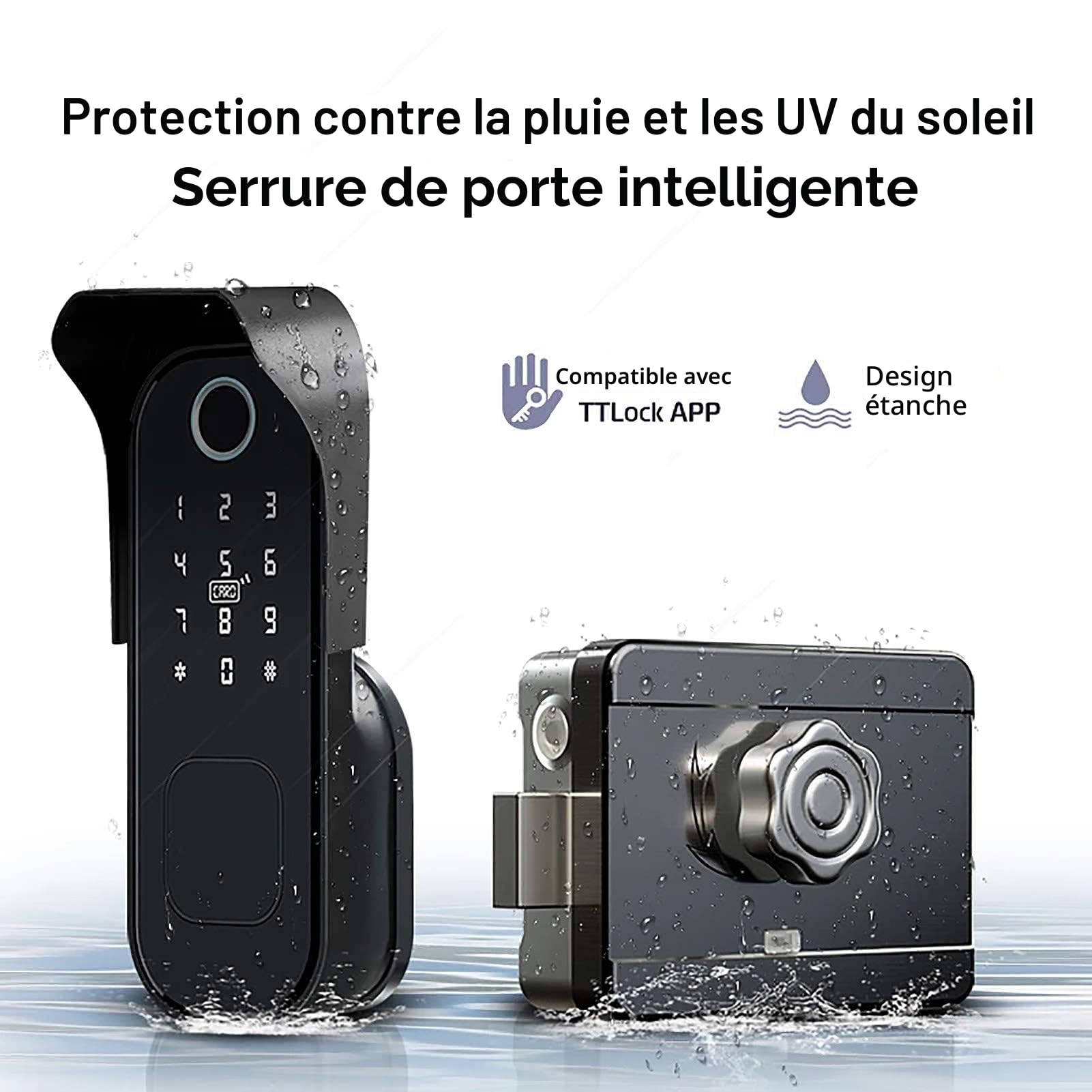 Serrure de porte intelligente WiFi avec empreinte digitale et clavier