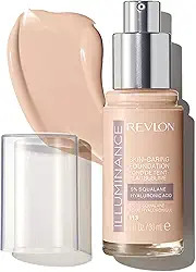 Revlon Base líquida Illuminance para cuidados com a pele, ácido hialurônico, fórmula hidratante e nutritiva com cobertura média, 113 bege marfim, 30 ml