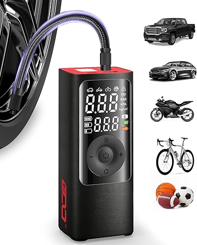 BDO Inflador de neumáticos compresor de aire portátil, inflador de neumáticos inalámbrico 2.5 veces más rápido de 150 PSI, bomba de aire para