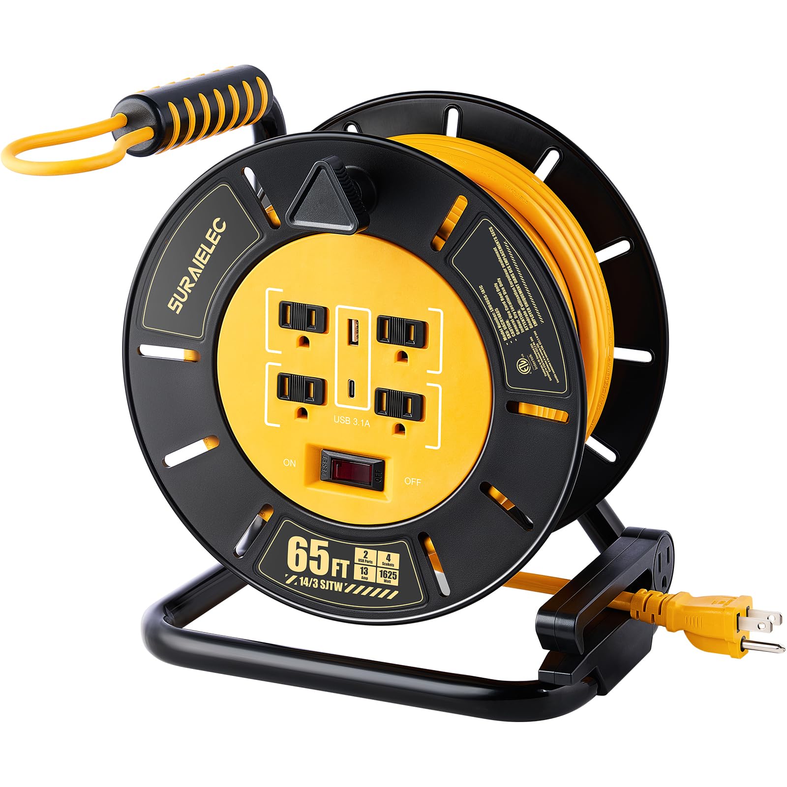 Carrete de cable de extensión para proyectos del hogar y carga USB de dispositivos 8