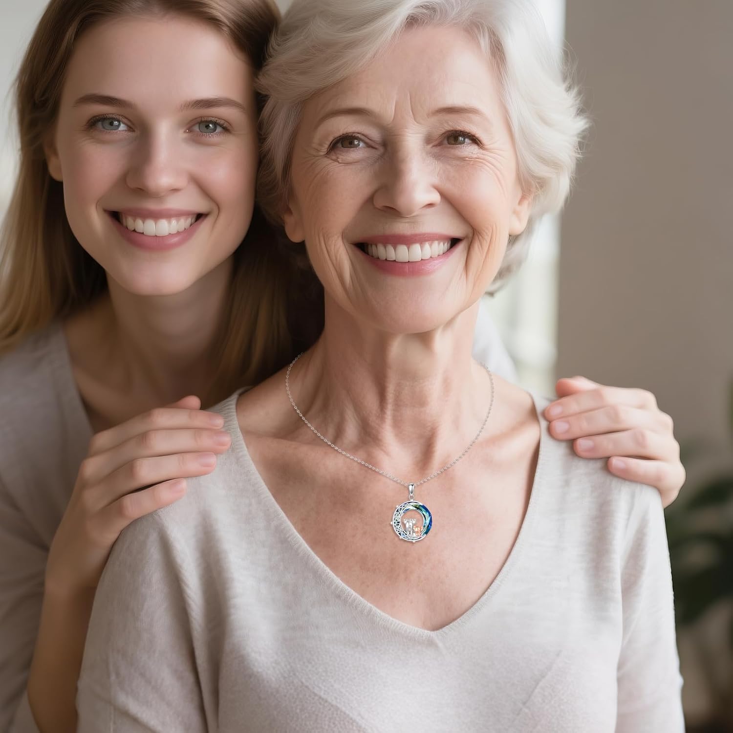 Elephant Necklace Sterling Silver Crescent Moon Pendant Cute Animal Jewelry Gifts for Women - Image 5