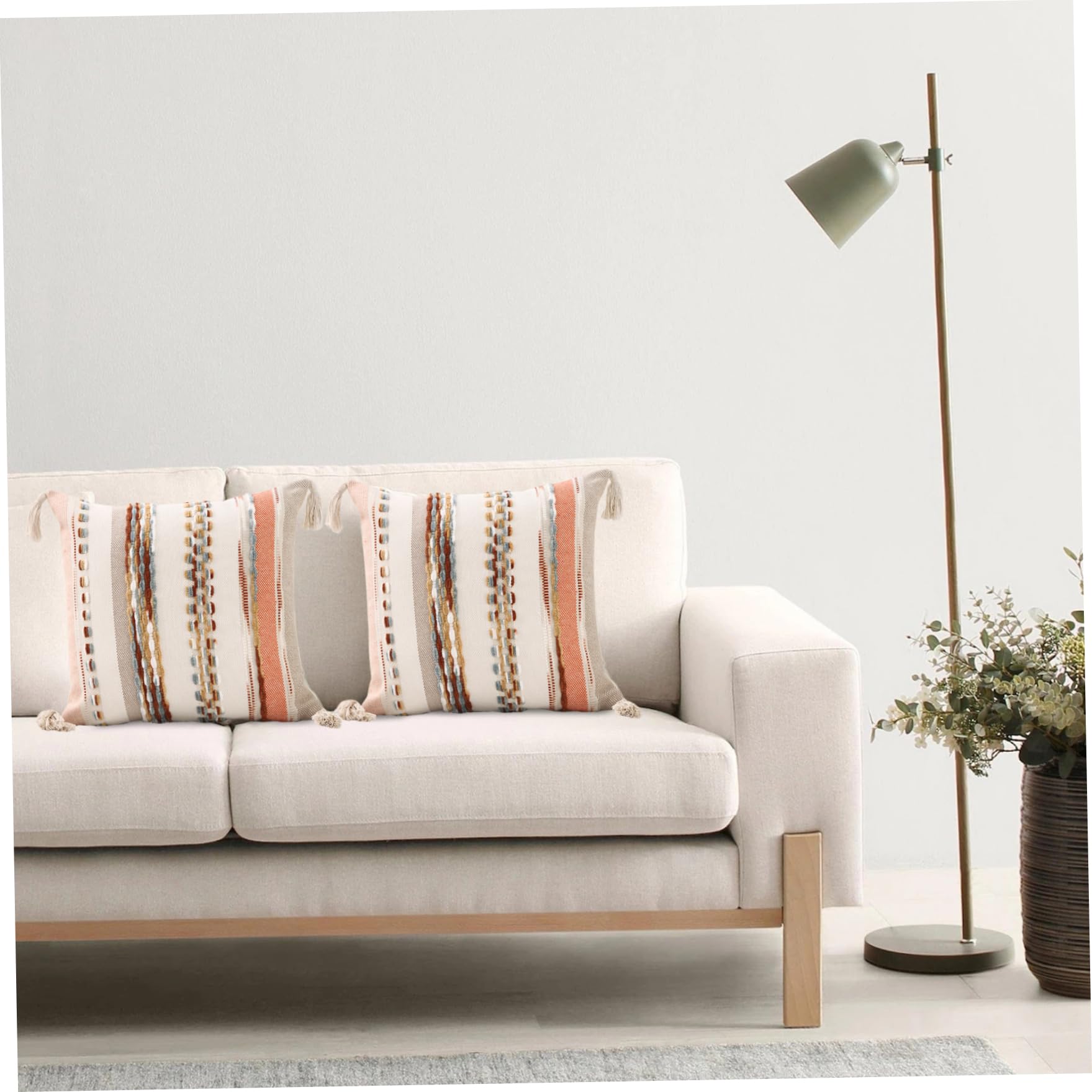 2 pezzi di cuscini Boho, federe quadrate Boho con nappe federe testurizzate a righe 18x18 cuscini neutri multiuso per divano letto arredamento soggiorno