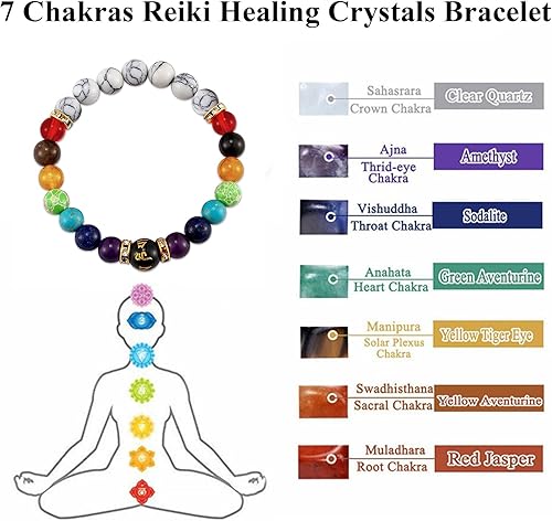 Miniatura 5 de YANCHUN Pulsera Arus 7 Chakras Original, Pulsera de piedra curativa para mujer, 7 chakras Reiki, cristales curativos, pulsera de piedras preciosas