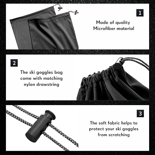 Miniatura 4 de Flutesan Bolsa de almacenamiento de juguetes de 6 piezas, bolsa de microfibra para gafas de sol, bolsa plegable con cordón ajustable, Negro -