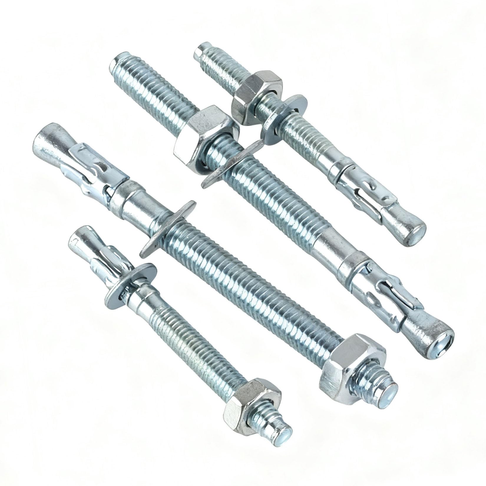 Zware anker verzinkt M10 x 120 mm (50 stuks) stalen ankers heavy duty pluggen wiganker boutanker corrosiebescherming, hoog draagvermogen, incl. moer en sluitring