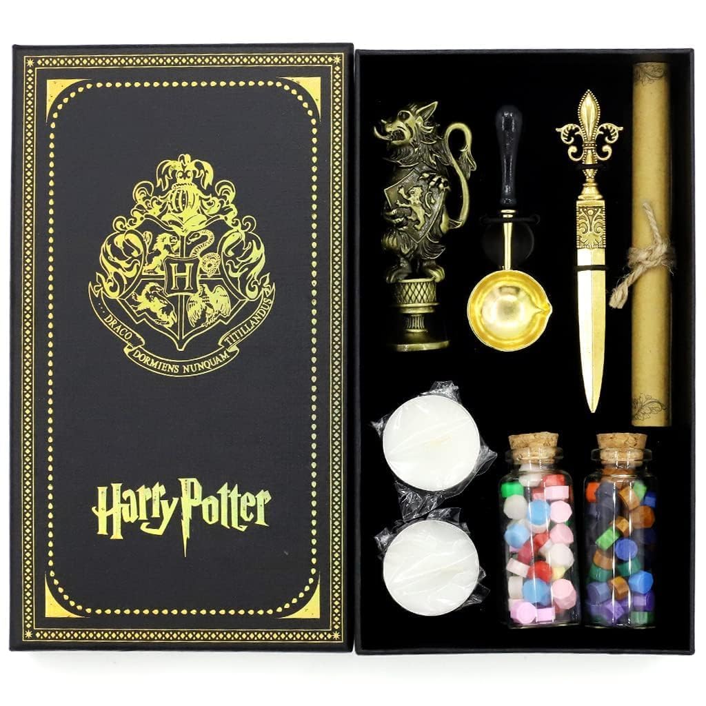LUOSHI Wax Seal Stamp Kit, Harry Potter Wax Seal Kit with Gryffindor Wax Seal Stamp, Sealing Wax Beads, Candles, Wax Melting Spoon, Letter Opener, Gift Packing Wax Seal Stamp Kit-image-23