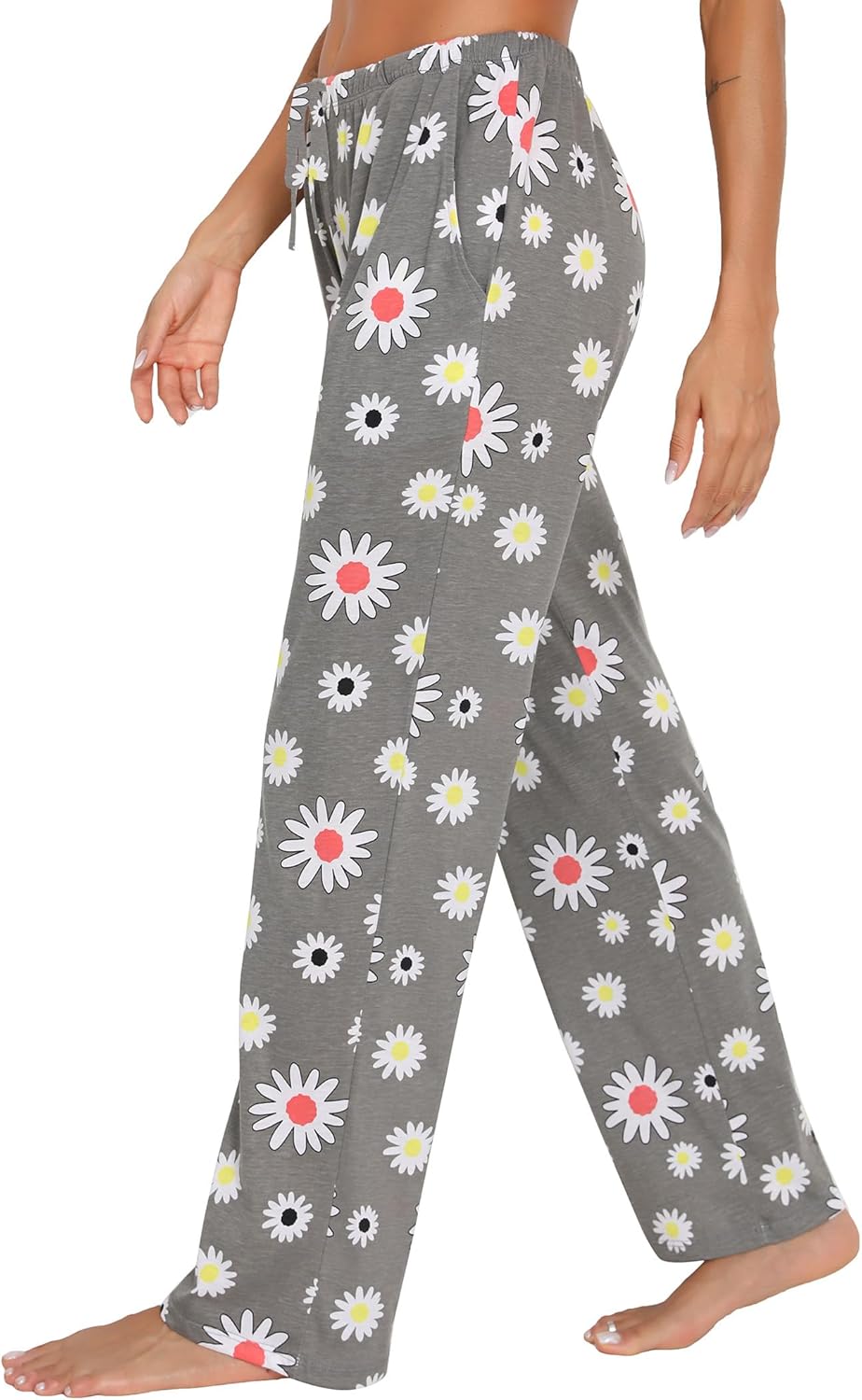 ENJOYNIGHT Women Cotton Lounge Pants Comfy Pajama Bottoms With Pockets&Drawstring - Image 5