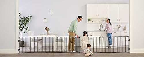 Miniatura 6 de Regalo Puerta de bebé ajustable súper ancha de 144 pulgadas y patio de juegos, 2 en 1, kit de bonificación, incluye 4 paquetes de soportes de pared